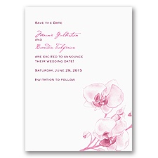 Watercolor Orchid - Fuchsia - Save the Date Card