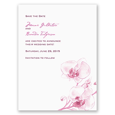 Watercolor Orchid - Fuchsia - Save the Date Card