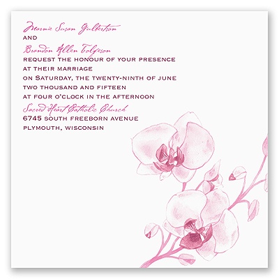 Watercolor Orchid - Fuchsia - Invitation