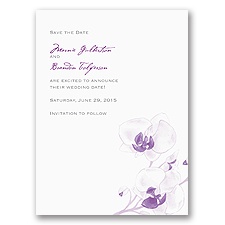Watercolor Orchid - Purple - Save the Date Card