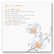 Watercolor Orchid - Orange - Invitation