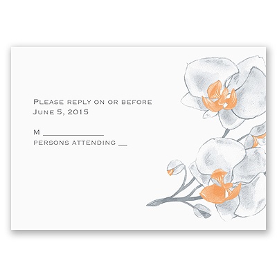 Watercolor Orchid - Orange - Response Card and Envelope