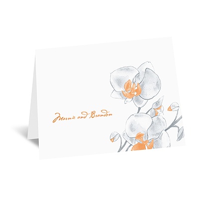 Watercolor Orchid - Orange - Thank You Card and Envelope