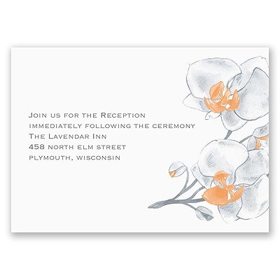 Watercolor Orchid - Orange - Reception Card