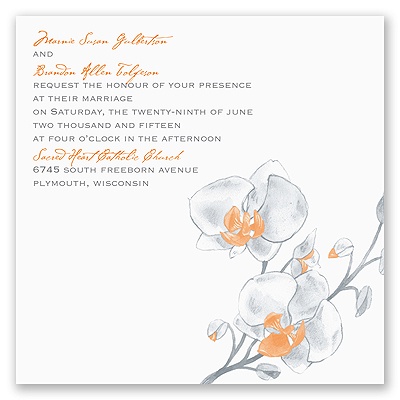 Watercolor Orchid - Orange - Invitation