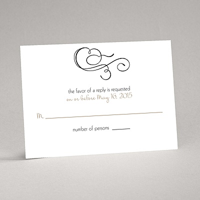Calligraphy Swirls - Black - Response Card and Envelope