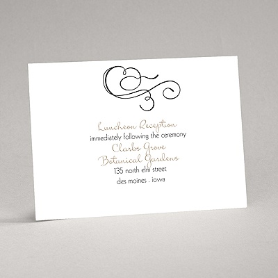 Calligraphy Swirls - Black - Reception Card