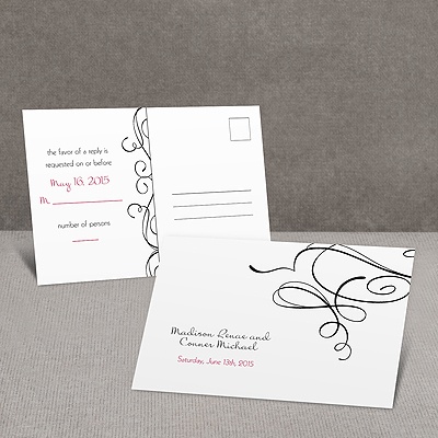 Calligraphy Swirls - Response Postcard