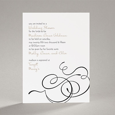Calligraphy Swirls - Black - Bridal Shower Invitation