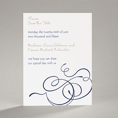 Calligraphy Swirls - Navy - Save the Date