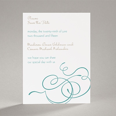 Calligraphy Swirls - Teal - Save the Date