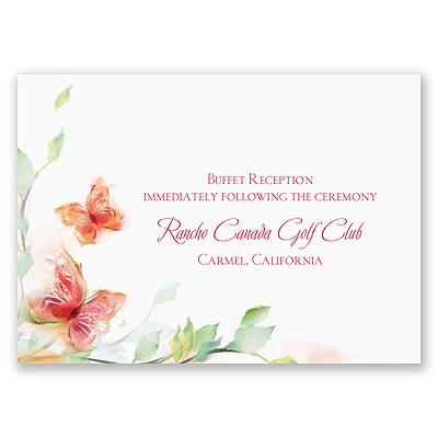 Watercolor Butterflies - Red Reception Card