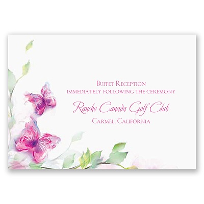 Watercolor Butterflies - Fuchsia Reception Card