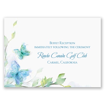 Watercolor Butterflies - Blue Reception Card