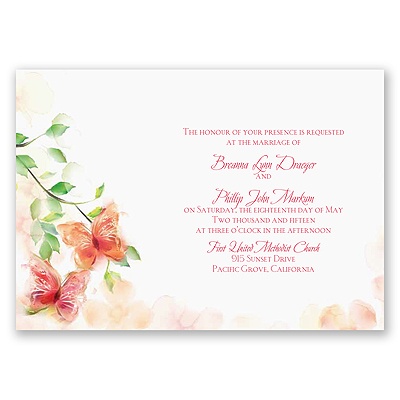 Watercolor Butterflies - Red Invitation