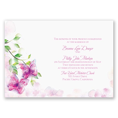 Watercolor Butterflies - Fuchsia Invitation