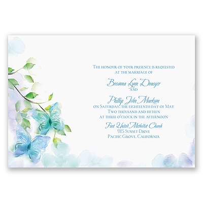 Watercolor Butterflies - Blue Invitation