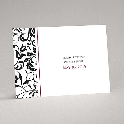Lavish Damask - Black Response Card and Envelope