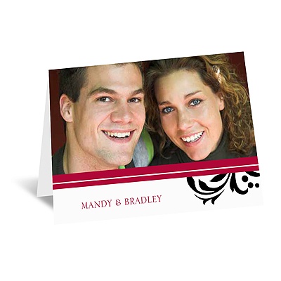 Lavish Damask - Black - Thank You Card and Envelope