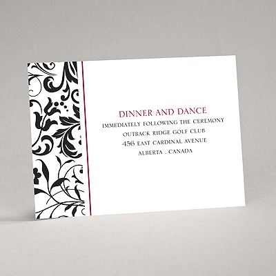 Lavish Damask - Black Reception Card