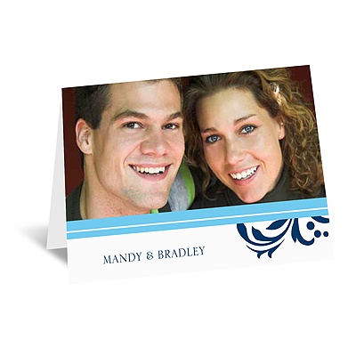 Lavish Damask - Navy - Thank You Card and Envelope