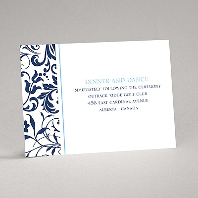 Lavish Damask - Navy Reception Card