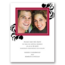 Lavish Damask - Black Save the Date Card