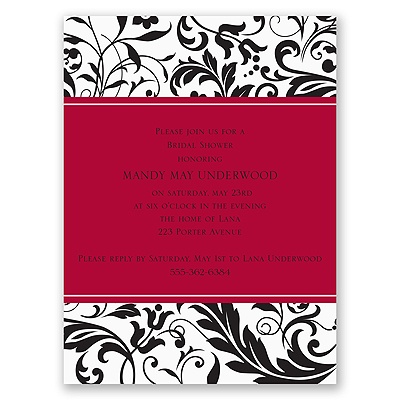 Lavish Damask - Black - Bridal Shower Invitation