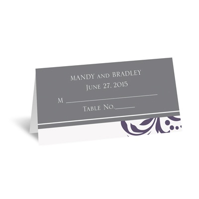 Lavish Damask - Purple - Place Card