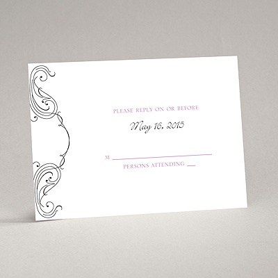Calligraphy Frame - Black - Response Card and Envelope