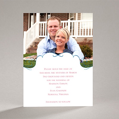 Calligraphy Frame - Blue - Save the Date Card