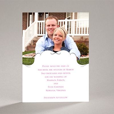 Calligraphy Frame - Grey - Save the Date Card