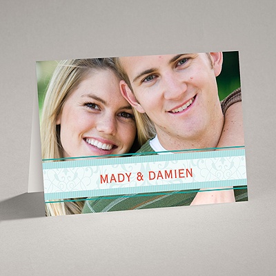 Flourish Frame - Teal - Thank You Card and Envelope