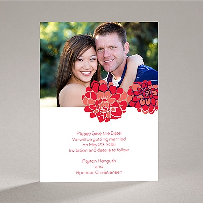 Love Blooms - Red - Save the Date Card