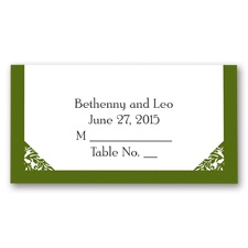 Damask Corners - Green Place Card