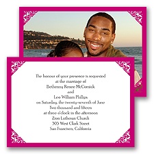 Damask Corners - Fuchsia Invitation