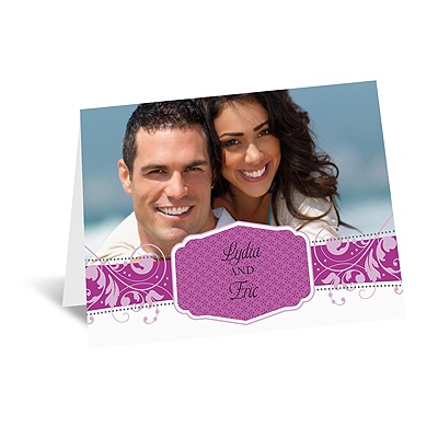 Filigree Monogram - Amethyst - Thank You Card and Envelope