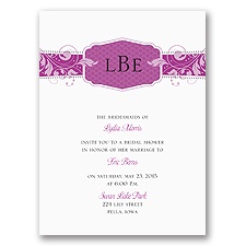 Filigree Monogram - Amethyst - Bridal Shower Invitation