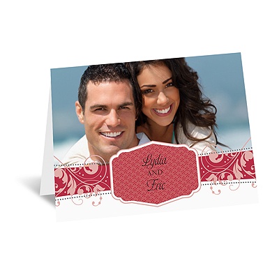 Filigree Monogram - Merlot - Thank You Card and Envelope