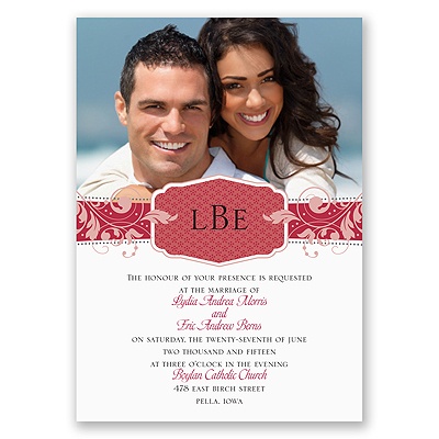 Filigree Monogram - Merlot - Invitation
