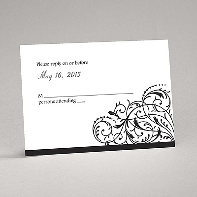 Fanciful Filigree - Black Response Card and Envelope