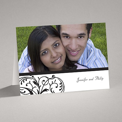 Fanciful Filigree - Black Thank You Card and Envelope