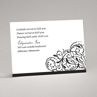 Fanciful Filigree - Black Reception Card