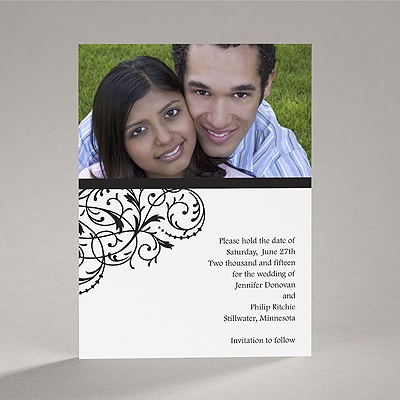 Fanciful Filigree - Black Save the Date Card