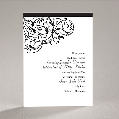 Fanciful Filigree - Black Bridal Shower Invitation