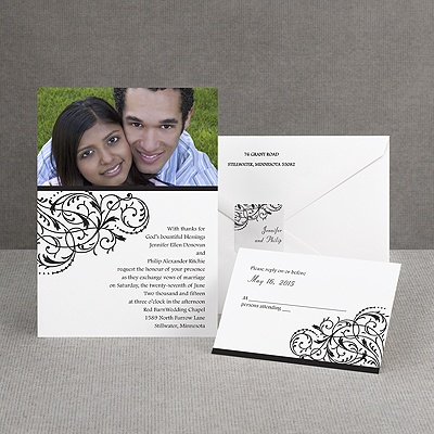 Fanciful Filigree - Black Invitation