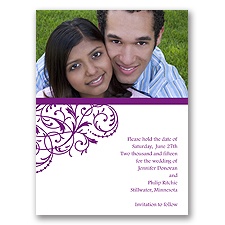 Fanciful Filigree - Purple Save the Date Card