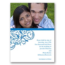Fanciful Filigree - Blue Save the Date Card