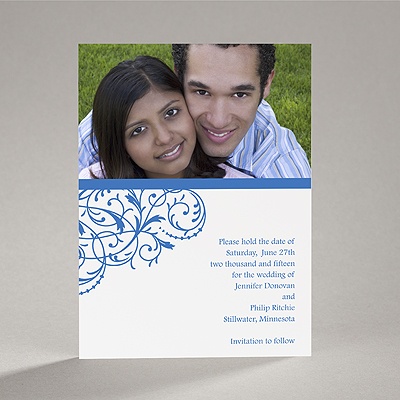 Fanciful Filigree - Blue Save the Date Card