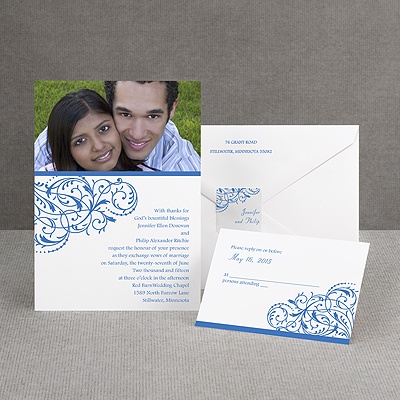 Fanciful Filigree - Blue Invitation